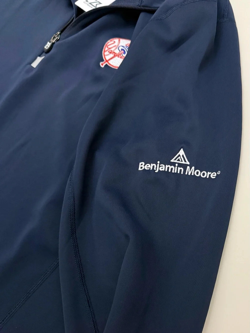 Cutter & Buck Navy Quarter-Zip Pullover with New York Yankees Embroidered Patch